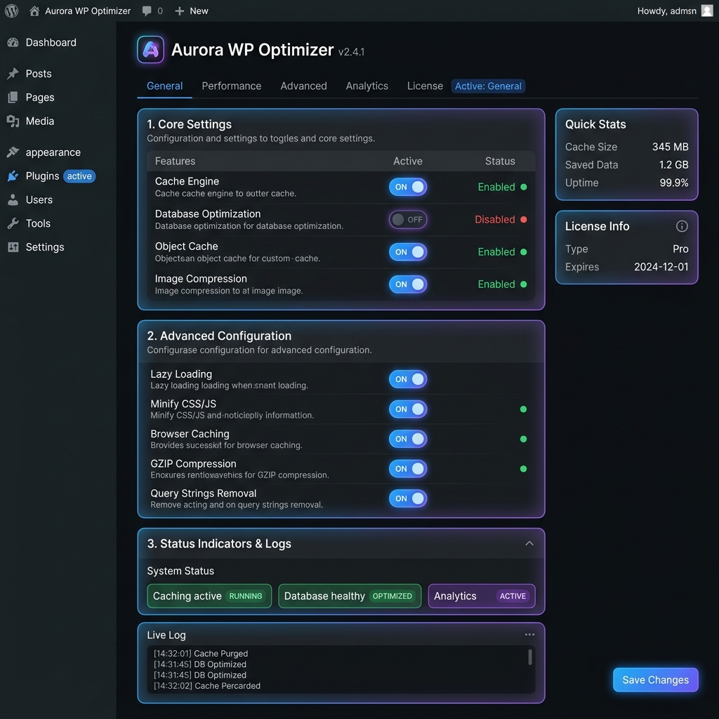 Custom WordPress Plugins — admin dashboard with plugin suite